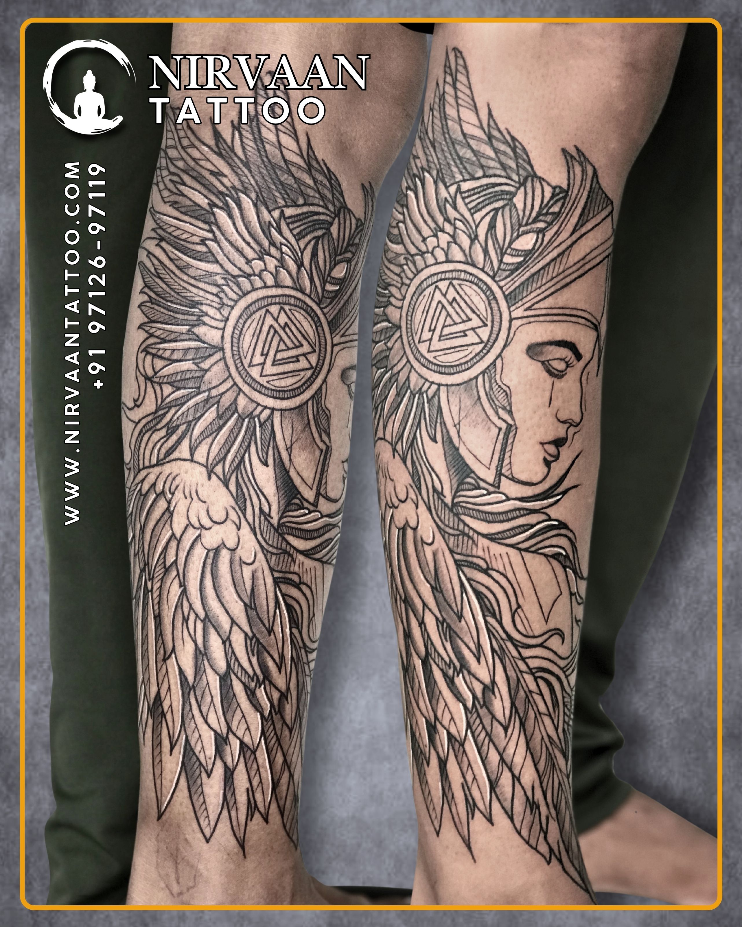 Female warrior tattoo design